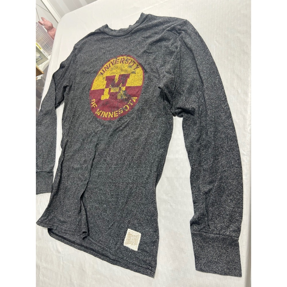 Original Retro Brand University Minnesota‎ Gophers Long Sleeve Shirt Gray Small